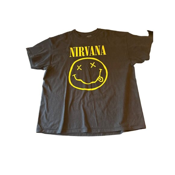 Nirvana Black & Yellow Smiley Face T-Shirt 2XL 100% Cotton - Picture 1 of 4